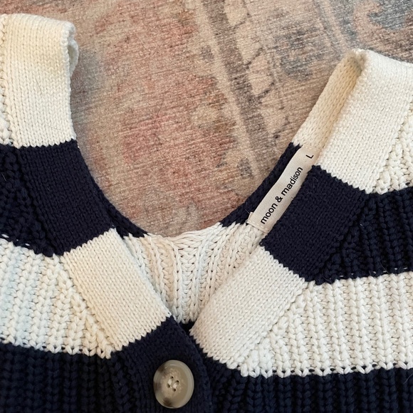 Moon & Maidson Navy and White Striped Cotton Cardigan - Picture 2 of 2